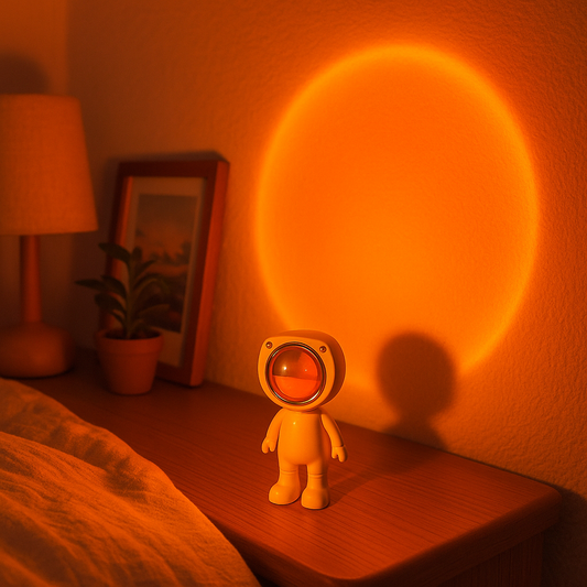 Orange Astronaut Projection Sunset