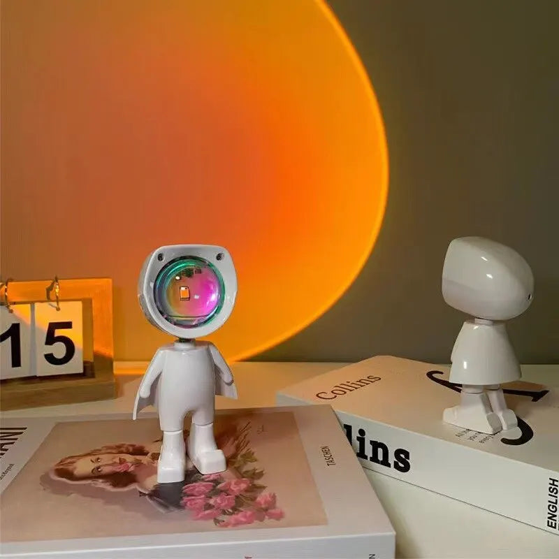 Orange Astronaut Projection Sunset