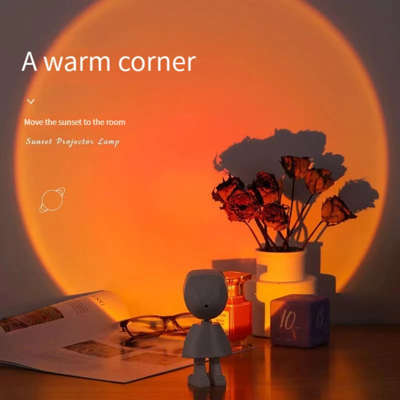 Orange Astronaut Projection Sunset