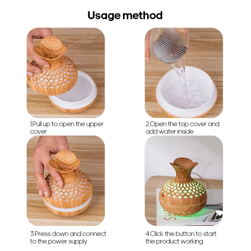 Orange Wood Grain Humidifier Diffuser